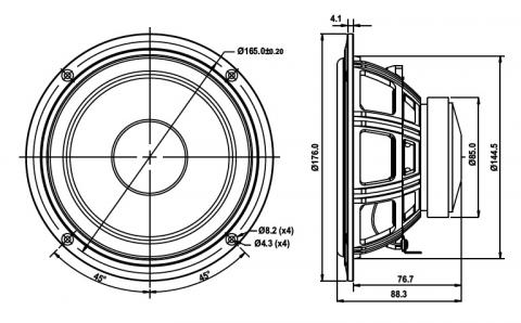 Głośnik SB Acoustics SB16PFCR25-8 / 6\ Nisko-średniotonowy, 25mm VC
