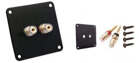 Terminal plate with binding posts M8 520D Gold  Black anodised  100x100x3mm