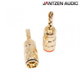 Jantzen Audio Banana BFA Plug, grub screw type, Gold plated, red / black, a pair